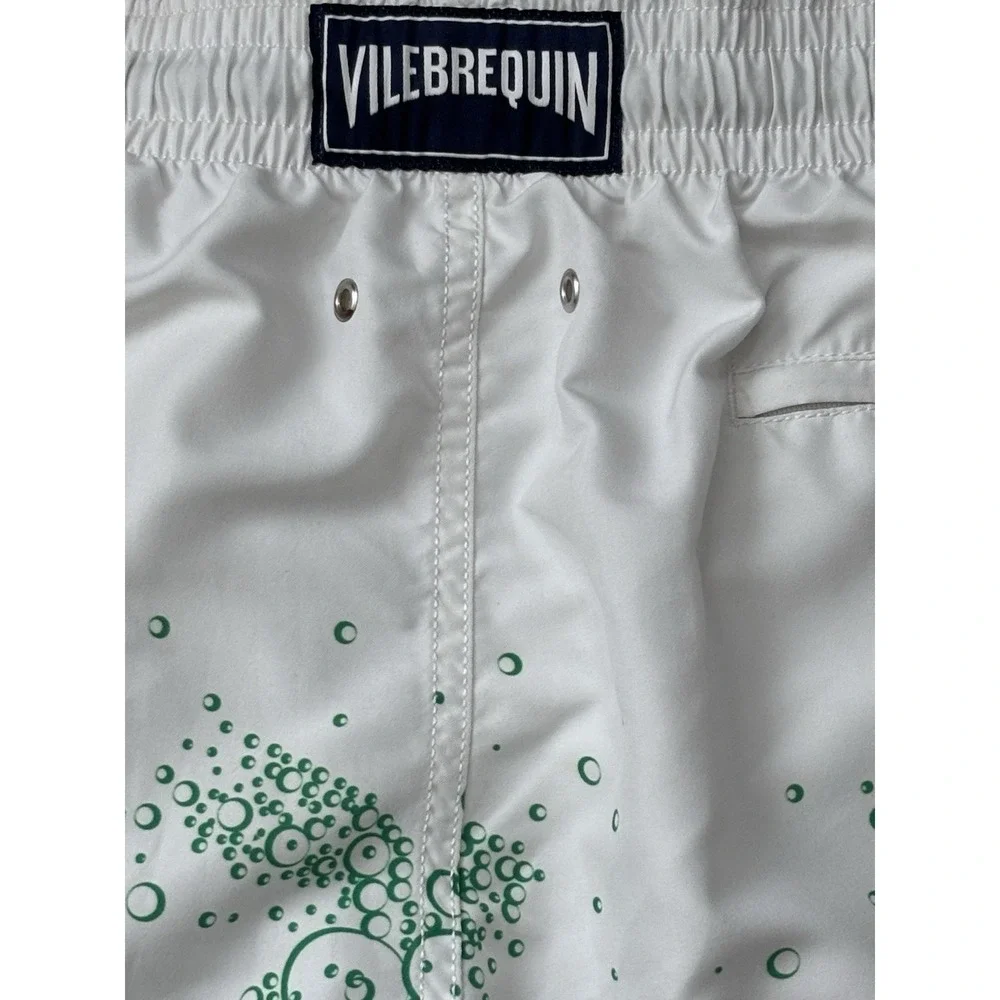 Vilebrequin Men's Swim Trunks 3XL White Green Sea Turtle Luxury Bulgaria 0686